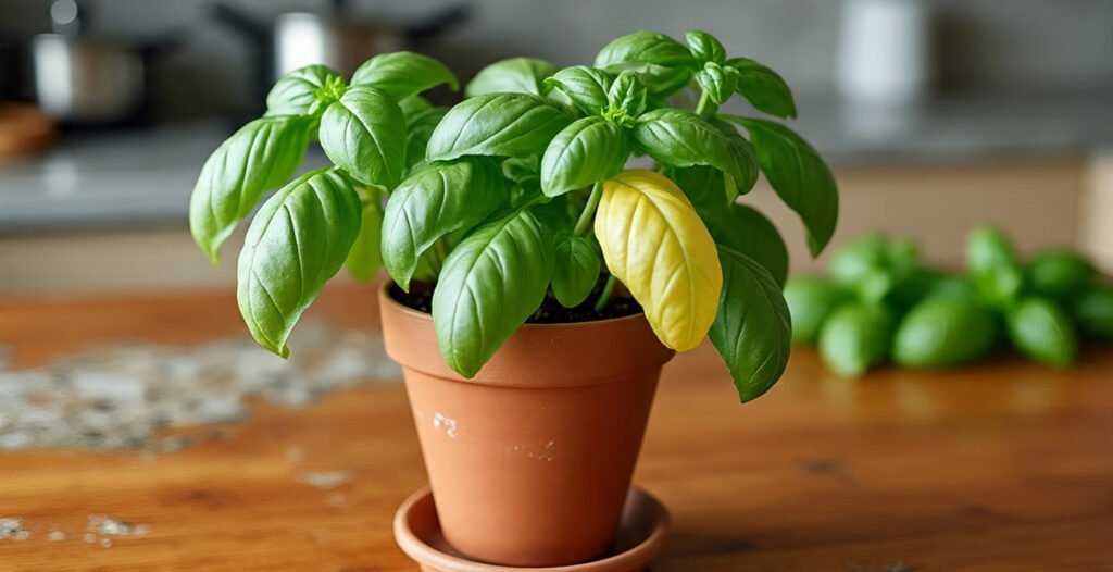 basil turning yellow