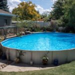 above ground pool in backyard